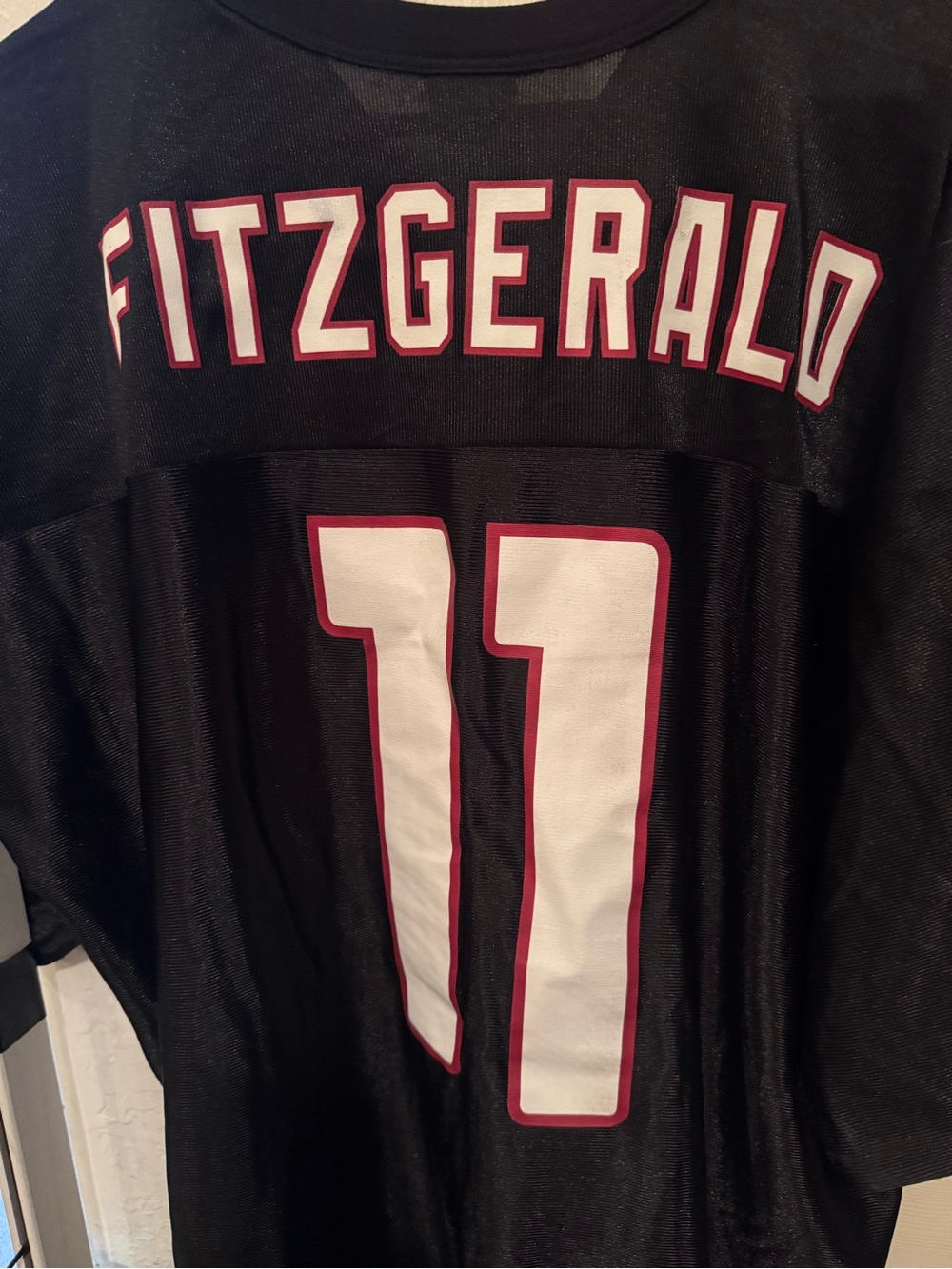 Reebok Black Fitzgerald #11 Football Jersey with White and Red Accents
